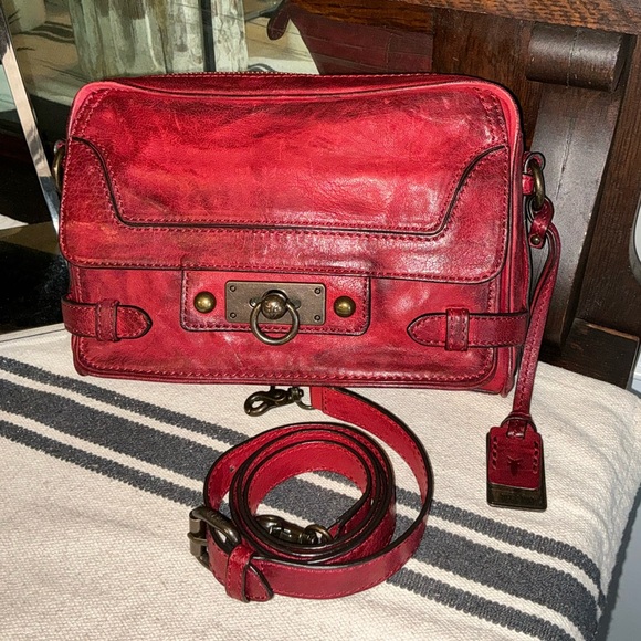 NWOT Frye Leather Cameron Crossbody Clutch Bag Burnt Red Hangtag MSRP $398 - Picture 1 of 16